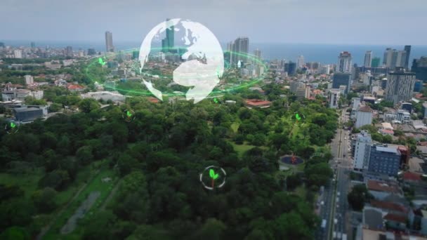 Vista Panorâmica Aérea Bairro Urbano Vegetação Verde Parque Desenvolvimento Cidade — Vídeo de Stock