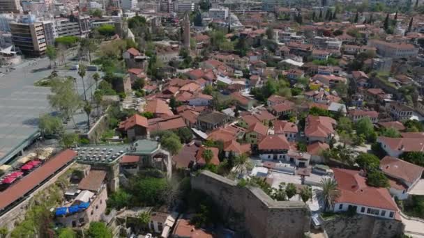 Eski Kasabadaki Kiremitli Çatıları Olan Evlerin Havadan Görünüşü Meydan Eski — Stok video