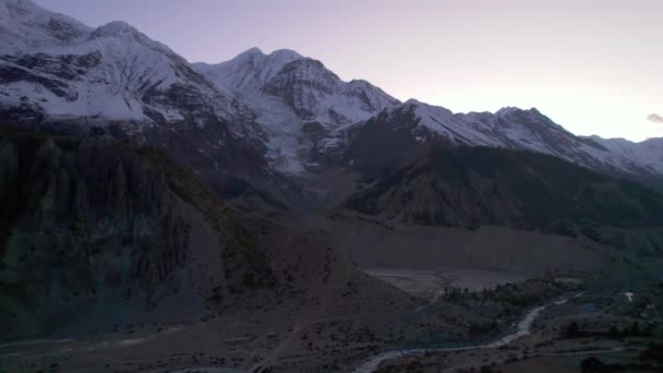 Letecký Pohled Krásná Krajina Himalájích Rover Rokle Okres Manang Oblast — Stock video