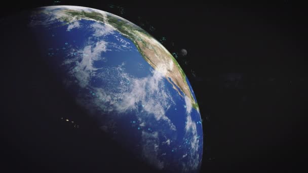 Planeta Terra Espaço Efeitos Visuais Camada Digital Acima Superfície Animação — Vídeo de Stock
