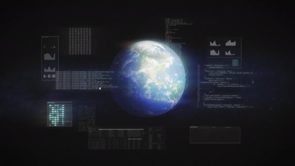 Satellitenaufnahme Des Rotierenden Planeten Erde All Visuelle Effekte Erweiterte Realität — Stockvideo