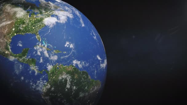 Далекий Вид Хмар Протікають Над Планетою Земля Карибські Острови Навколишні — стокове відео
