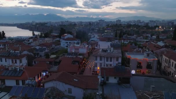 Luftaufnahme Von Straßen Und Häusern Bezirk Moratpasa Der Abenddämmerung Moderne — Stockvideo