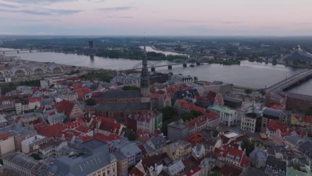 Aerial Panoramic View Historic City Centre Peters Church Tourist Sights — Stock Video