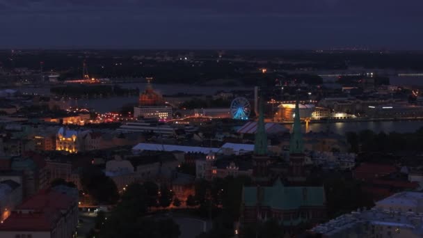 Aerial Slide Pan Footage Waterfront Ferris Wheel Uspenski Cathedral Surrounding — Stock Video
