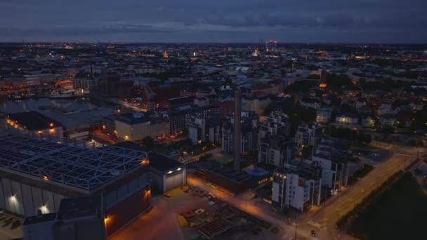 Apartment Building Residential Urban Borough Evening Backwards Reveal Industrial Facilities — Stock Video