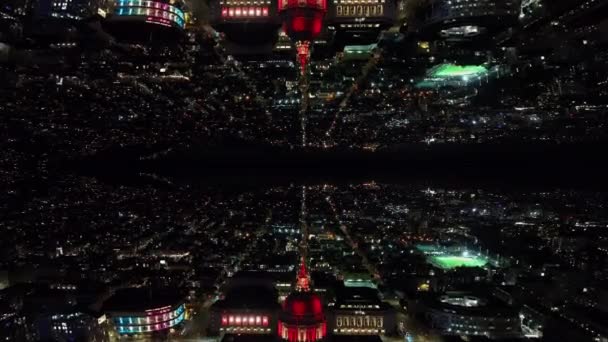 Letecké Noční Záběry Metropolis San Francisco Usa Abstraktní Počítačový Efekt — Stock video