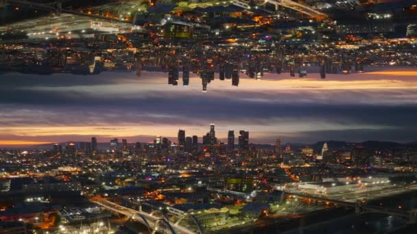 Vue Panoramique Aérienne Ville Soir Métropole Moderne Avec Immeubles Bureaux — Video