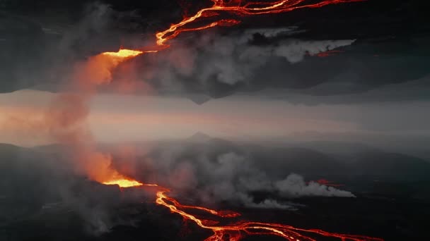 Schöne Luftaufnahmen Von Magma Das Aus Einem Aktiven Vulkan Island — Stockvideo