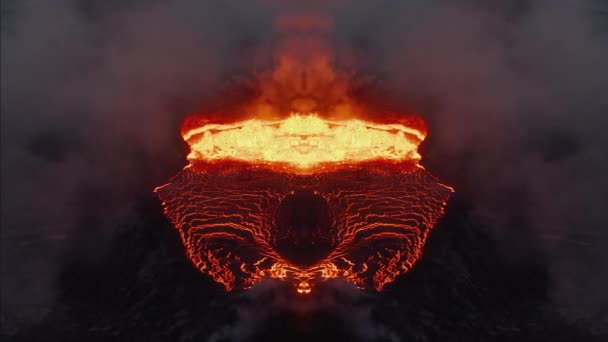 Amazing Shot Magma Flowing Crater Volcano Surface Abstract Computer Effect — Stock Video