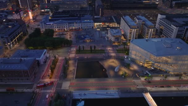 Vue Soirée Angle Élevé Des Bâtiments Arrondissement Urbain Moderne Près — Video