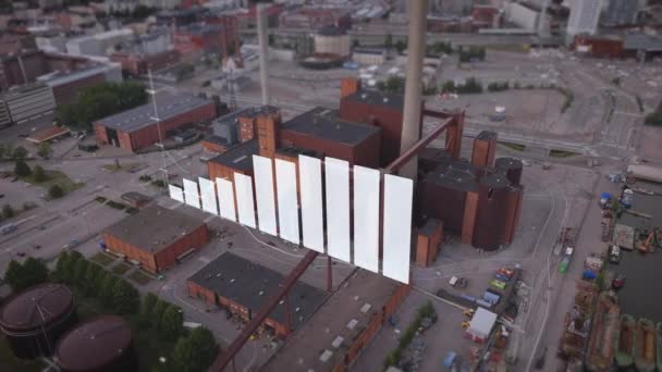 城市工业园区采暖厂的高角景观 商业图表和计算机图形学 芬兰赫尔辛基 — 图库视频影像