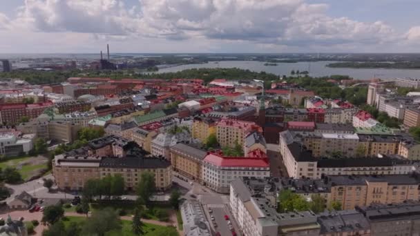 Aerial Panoramic View Town Development Residential Urban Neighborhood Blocks Apartment — Stock Video