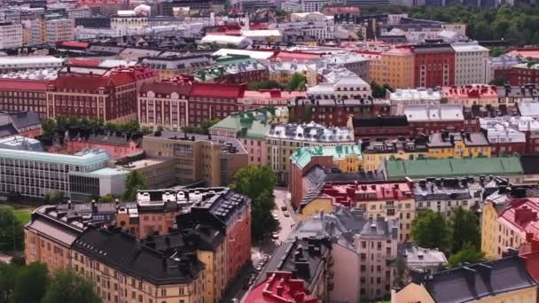 Aerial Footage Colorful Dense Town Development City Color Facades Roofs — Stock Video