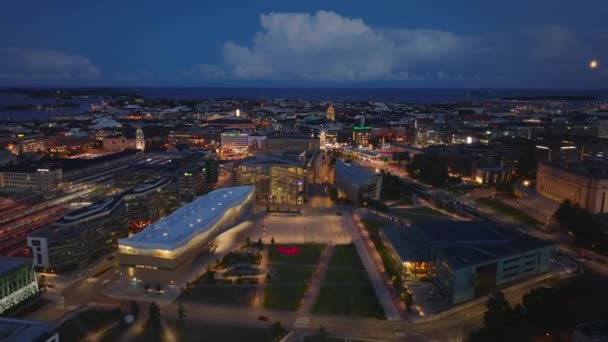 Vue Panoramique Aérienne Ville Soir Sur Côte Maritime Avant Voler — Video