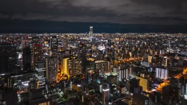 Adelante Vuelan Por Encima Del Moderno Barrio Urbano Metrópoli Nocturna — Vídeos de Stock