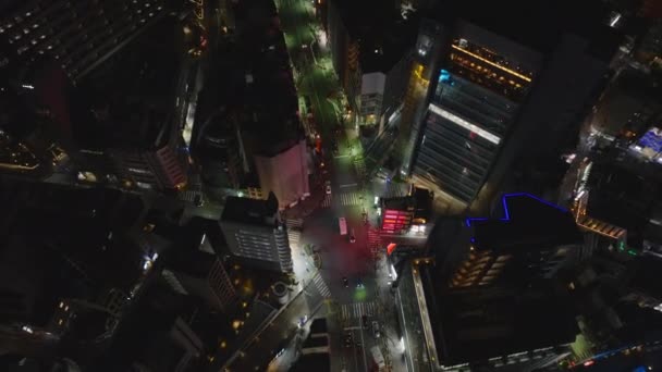 Geceleri Şehrin Üstünde Metropolis Teki Caddelerin Şehir Gelişiminin Yüksek Açılı — Stok video