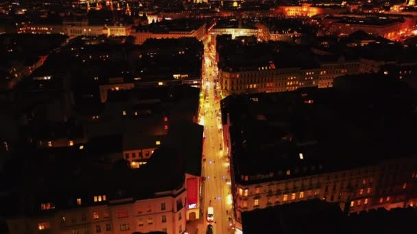 High Angle View Street Buildings Urban Borough Tilt Reveal Evening — Stock Video