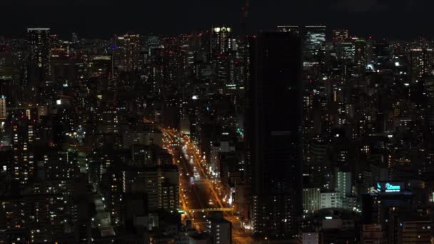 Aerial Panoramic View Night Metropolis High Rise Apartment Buildings Residential — Stock Video