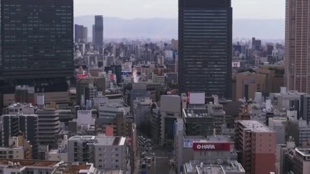 Aerial Ascending Footage Dense Town Development Metropolis Modern Tall Buildings — Stock Video