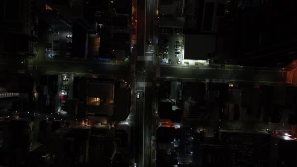 Imágenes Arriba Abajo Calles Encrucijadas Barrio Urbano Por Noche Escena — Vídeo de stock