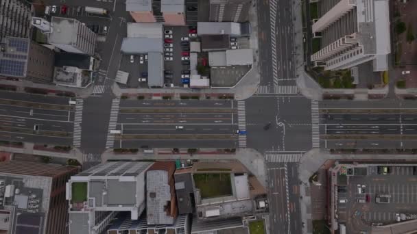 Road Grid Metropolis Top View Cars Passing Crossroads Streets Buildings — Stock Video