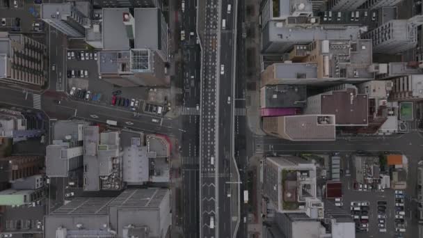 Vista Alto Ángulo Del Tráfico Calle Que Conduce Través Ciudad — Vídeo de stock