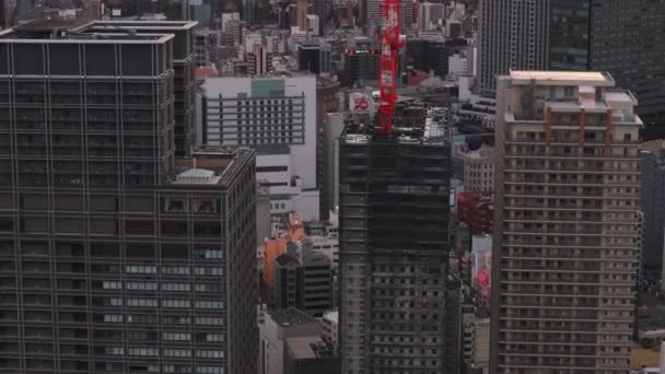 Fly Modern Tall Buildings City Tilt Reveal Cityscape Colorful Sunrise — Stock Video