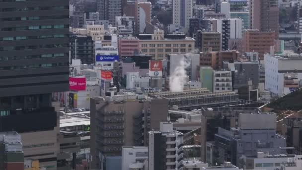 市区密集城镇发展的空中景观 高层住宅建筑的滑动显示 日本大阪 — 图库视频影像