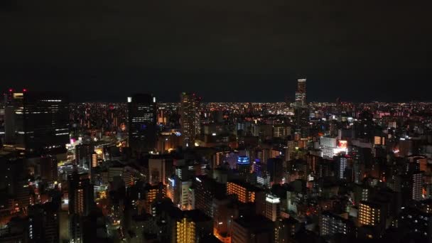 Воздушные Съемки Зданий Городском Районе Открывает Удивительный Вид Ночной Городской — стоковое видео