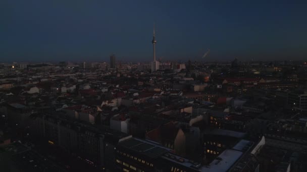 Letecké Panoramatické Záběry Budov Městské Části Západu Slunce Večerní Pohled — Stock video