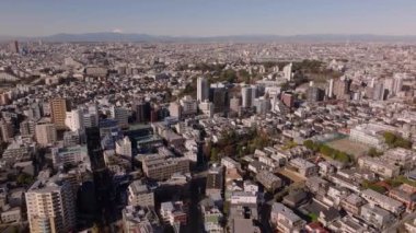Metropolis 'teki yerleşim yerlerindeki binaların hava görüntüleri. Üniversitenin Komaba Kampüsü. Tokyo, Japonya.