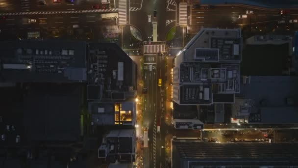 High Angle View Illuminated Streets Building Modern Urban Borough Night — Stock Video
