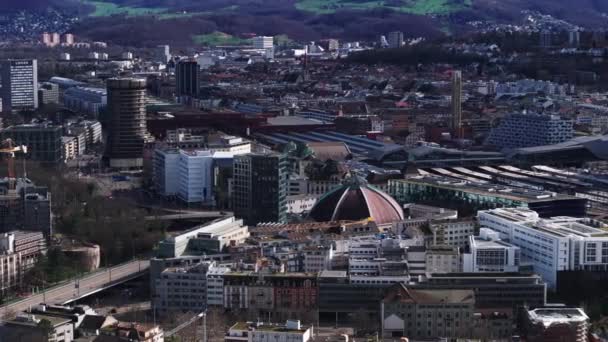 Diapositives Aériennes Images Panoramiques Markethalle Historique Avec Grand Toit Dôme — Video