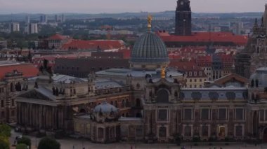 Aerial view of Dresden, Germany showcasing the architecture and cityscape. The camera pans across the scene, capturing the beauty and grandeur of the city.