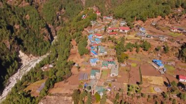 Monjo köyü Himalaya 'nın yüksek arazisine tünemiş, Himalaya Dağları' nın çevresindeki Alp Panorama Dağları 'nda dağcılara geçit görevi görmüştür..