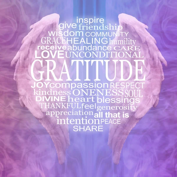 Angelic Wdzięczność Koło Mądre Słowa Wall Art Okrągły Gratitude Słowo — Zdjęcie stockowe