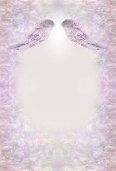 Angel Wings Memo Message Template Lichtroze Blauwe Etherische Symmetrische Rand — Stockfoto