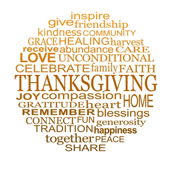 Feiern Sie Thanksgiving Circle Words Auf Weißem Hintergrund Eine Kreisrunde — Stockfoto