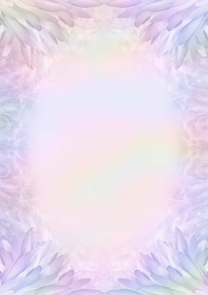 Spiritual Angelic Feather Border Frame Template Bellissimo Sfondo Color Pastello — Foto Stock