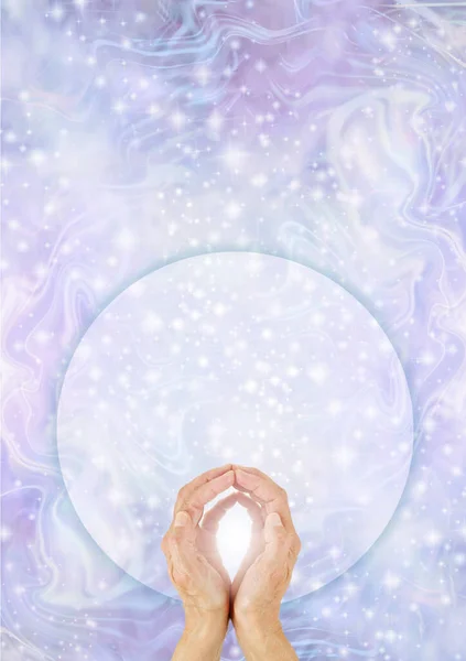 Lilac Healing Circle Certificate Diploma Award Background Cupped Hands Light — Stock Photo, Image
