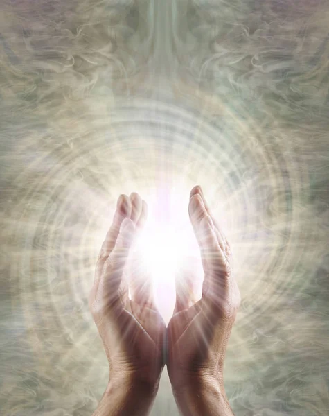 Male Reiki Healing Hands Kundalini Energy Background Male Parallel Hands — Stock Photo, Image