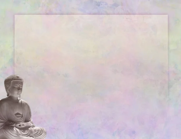 Шаблон Памятки Дипломе Медитирующего Будды Буддист Положении Лотос Левом Нижнем — стоковое фото