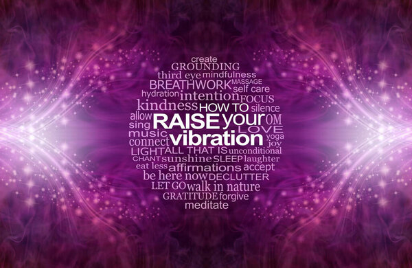 Слова, вдохновляющие тебя и повышающие твою вибрацию - глубокий духовный фон с искрой и идеальным облаком слов, актуальным для понимания и повышения твоей вибрации