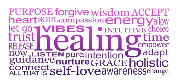 Pink Purple Healing Vibes Word Wall Art Isolated White Background — Stock Photo, Image