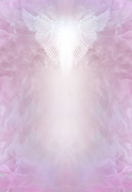 Angel Healing manevi diploma ödül sertifikası şablonu arka plan - Pembe ruhani bir arkaplan ile akreditasyon veya fiyat listesi için kopyalama alanı arasında beyaz kanatlar