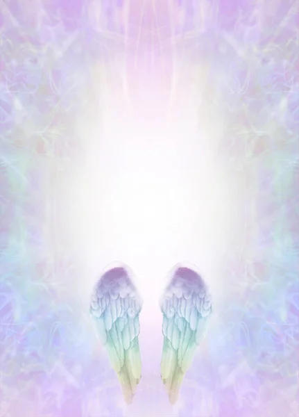 Angel Healing spiritual diploma award certificate template background - a pair of rainbow colored angelic wings against a pale multicoloured ethereal background with copy space for course content or advert