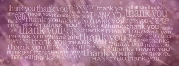 Vděčnost Koncept Srdce Peří Děkuji Růžové Pozadí Náhodné Velikosti Slova — Stock fotografie