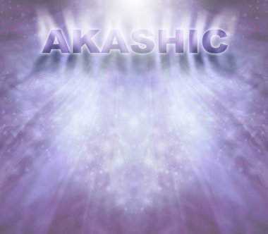 Akashic Records Mesaj Arkaplan şablonu - grafiksel işaret büyük harflerle ince eflatun arkaplan yayarak AKASHIC sözcüğünü aşağıdaki kopya alanı ile birlikte oluşturur