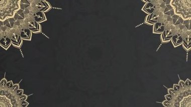 İnce Mandala Çizgili Mandala Çizgili Mandala Pastel Yoga şablonuyla Opulent Altın Temalı Boş Yatay Video Arkaplanı. Yuvarlak mandala ile kademeli arkaplan.